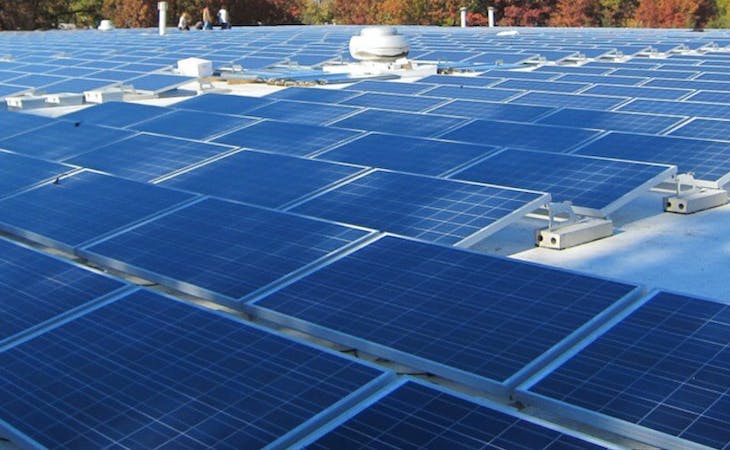 image of solar panels on saatva's flagship factory