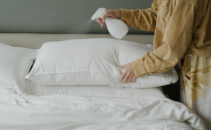 person cleaning smelly mattress