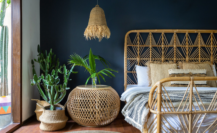 rattan furniture in bedroom