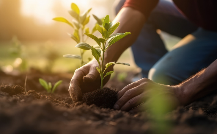 person gardening outside