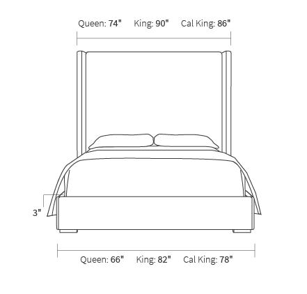 bed frame dimensions from the front