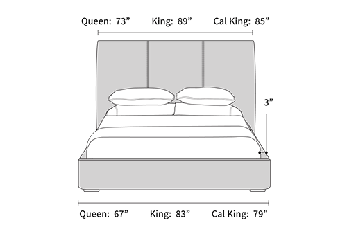 bed frame dimensions from the front