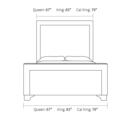 bed frame dimensions from the front