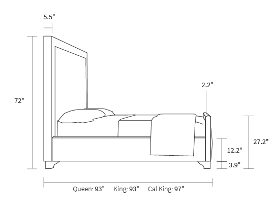 bed frame dimensions from the side