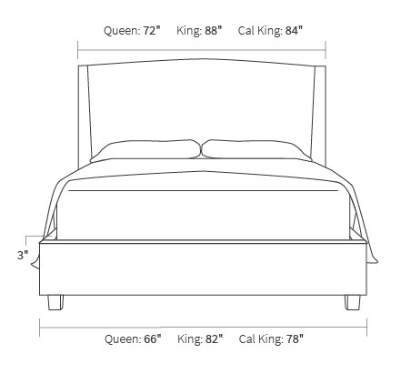 bed frame dimensions from the front