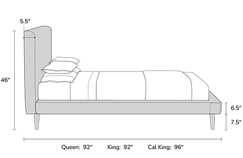 bed frame dimensions from the side