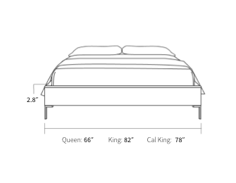 bed frame dimensions from the front