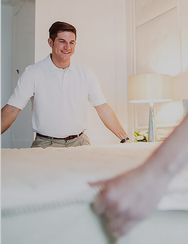 movers installing mattress